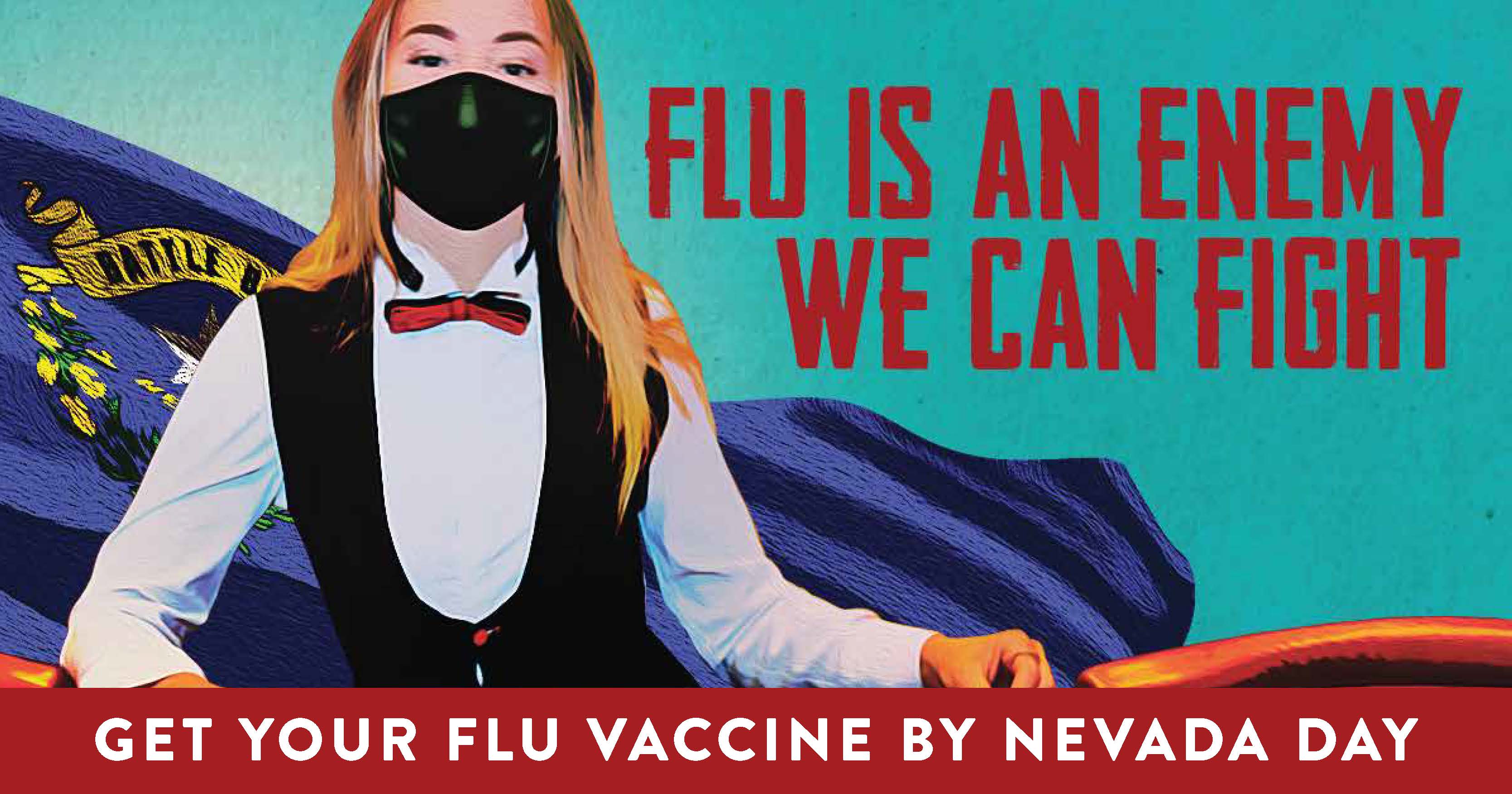 social media graphic for flu vaccination with essential worker