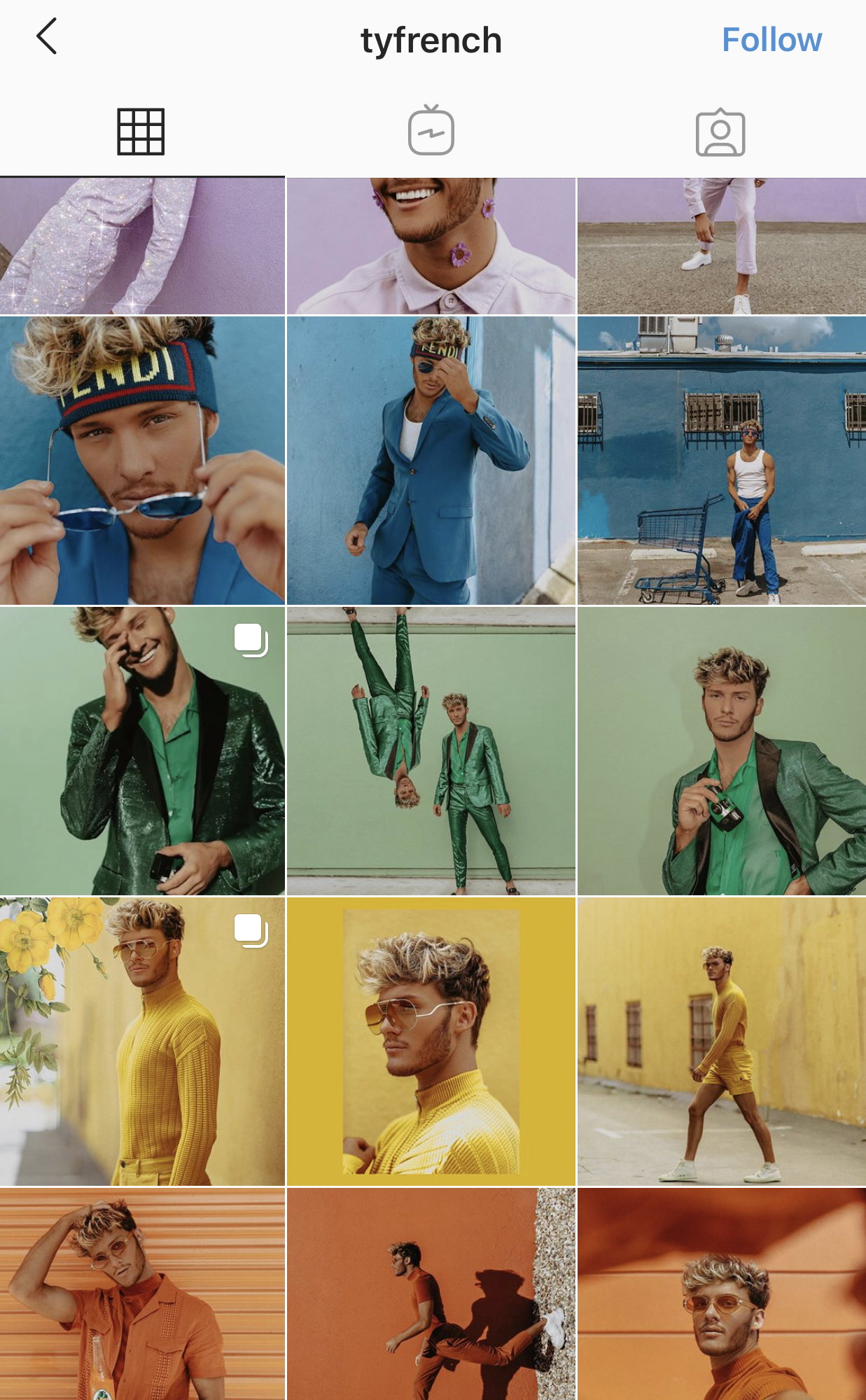 example of color grid on Instagram