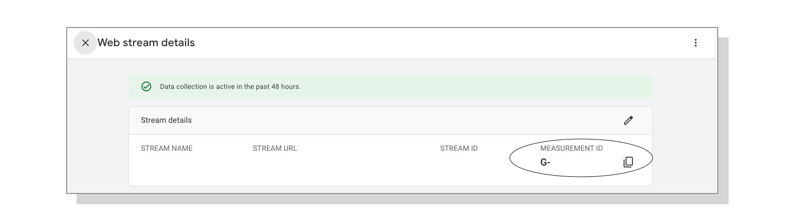 An image that shows web stream details in the settings menu of GA4. 