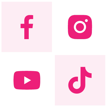 logos for facebook, instagram, youtube, tiktok