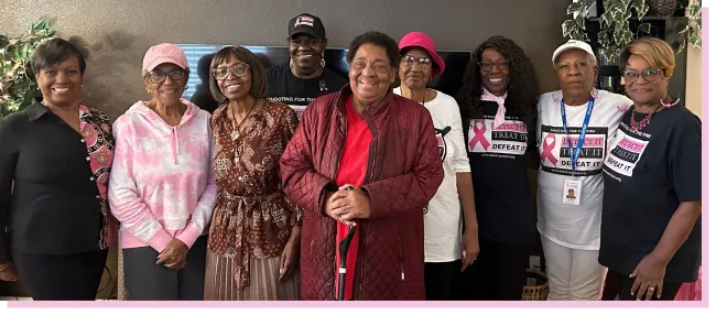 Group of volunteers for breast cancer awareness 
